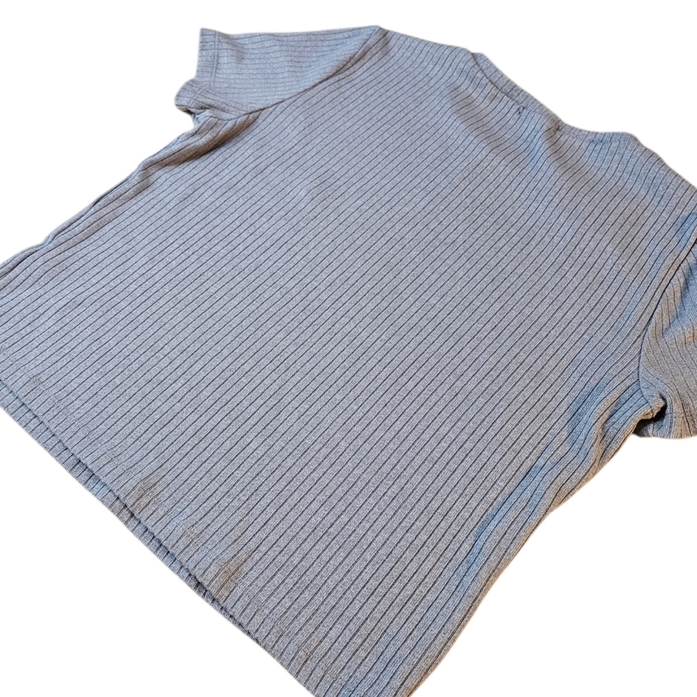 ๐ผ4/$30 Ardene Grey Ribbed Cropped Tee Fitted Top Size Large โจ - Picture 6 of 7